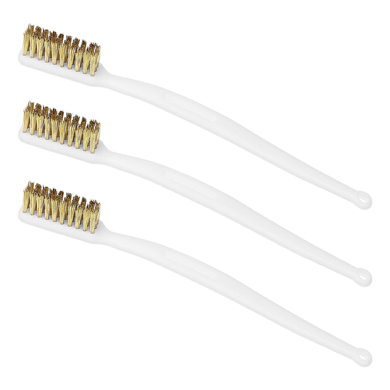 [Australia - AusPower] - 3 Pcs Copper Wire Brush Small Brass Brush 3D Printer Nozzle Cleaner Tool Copper Cleaning Toothbrush Masonry Brush Brass Brush Handle Hot End Cleaning Wire Bristle for Cleaning Welding Slag and Rust 