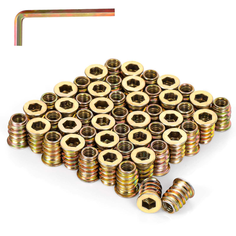 [Australia - AusPower] - 1/4-20 x 25mm Wood Inserts Bolt Furniture Screw in Nut Threaded Fastener Connector Hex Socket Drive for Wood Furniture, 25 PCS 1/4-20 x 25mm 