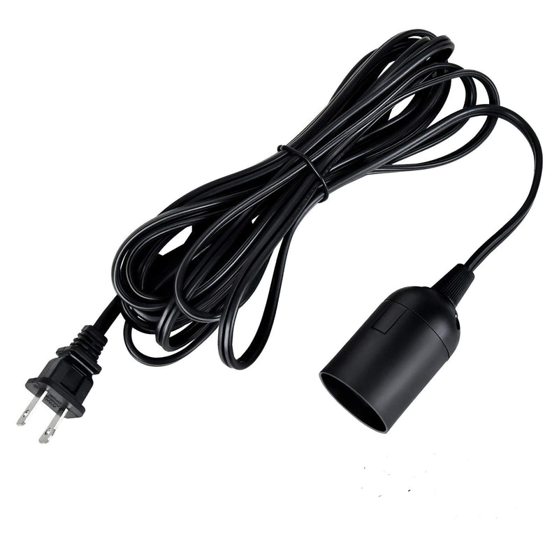 [Australia - AusPower] - Simple Deluxe 20 Feet Extension Hanging Lantern Pendant Light Cord with E26 Socket, Featuring an On/Off Switch(Bulb Not Included) Black/1 Pack 