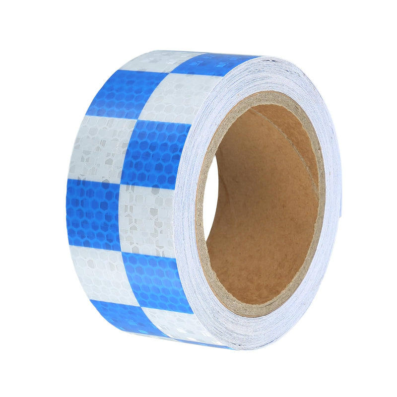 ACROPIX 5cmx10m Blue and White Checkered Car Reflective Stickers Reflective Tape Safety Warning Reflective Protector