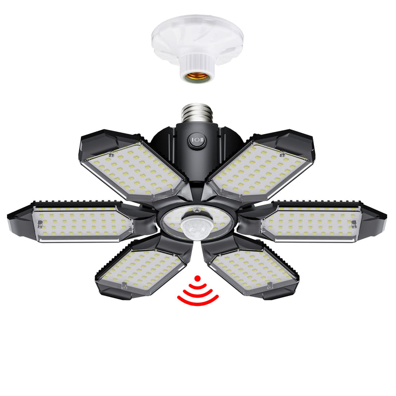 [Australia - AusPower] - Motion Sensor Garage Light, 20000LM 200W Garage Lights Ceiling Led Motion Activated,Motion Light Indoor with Dusk to Dawn, E26/E27 Screw in Shop Light for Basement Barn Attic Warehouse Screw-in 1Pack 