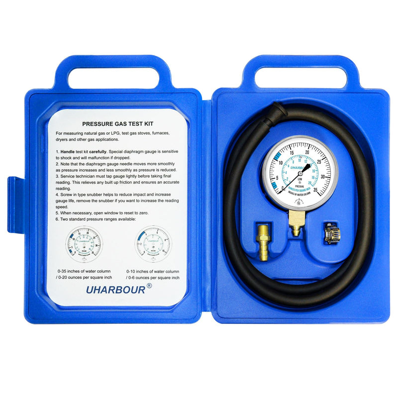 [Australia - AusPower] - Manometer Gas Pressure Tester, Manometer LP Gas Pressure Tester Gauge 0-35" W.C, 1/8" NPT Fitting with Barbed Connection, 40" Hose 