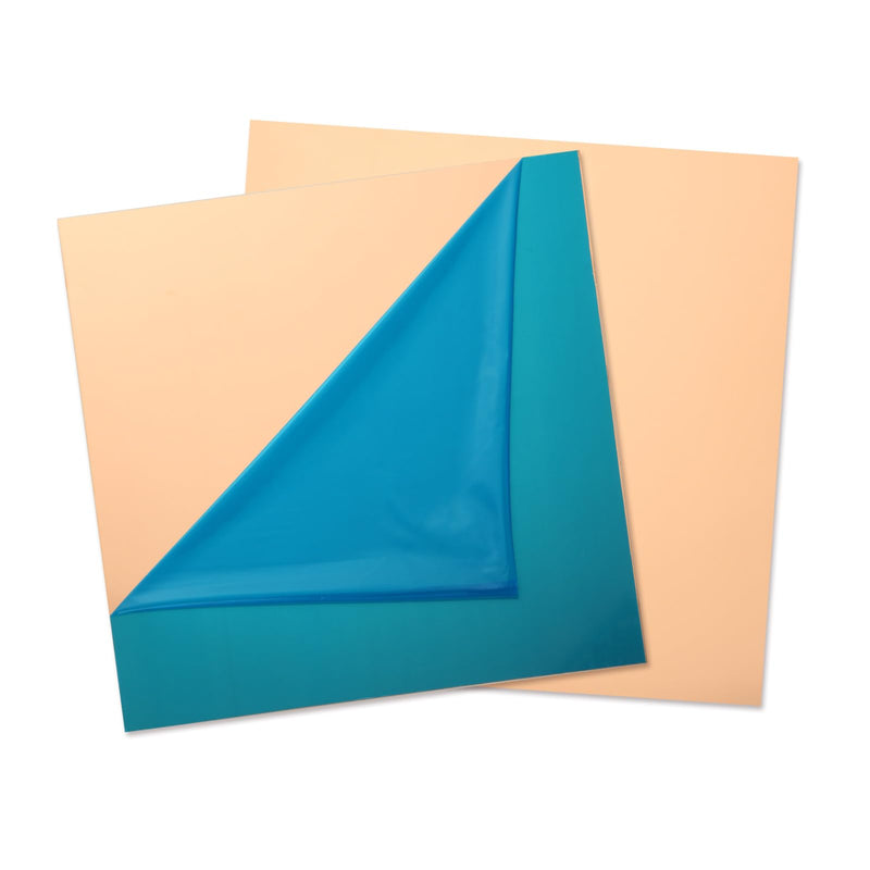2PCS Pure Copper Sheet 12”x 12”x 0.02”, 24 Gauge(0.5mm) Thickness, 99.9% Cu Metal, Film Attached Copper Plates, Copper Plate Sheet for Crafts DIY Decoration 12x12”, 24Ga 2