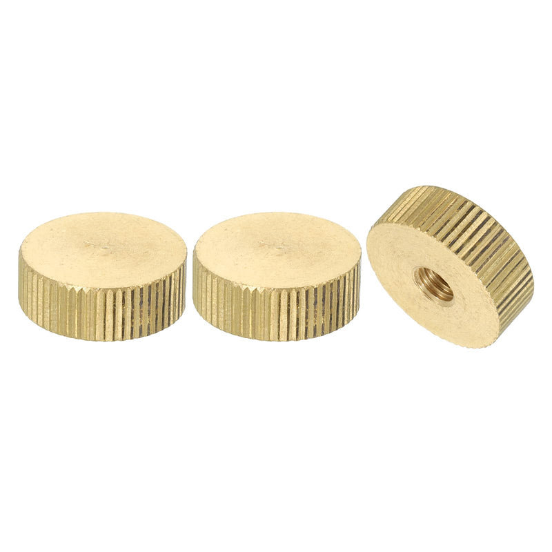 [Australia - AusPower] - uxcell Knurled Thumb Nuts, 3Pcs M6 x D20mm x H7mm Brass Flat Head Blind Hole with Collar Flat Head Blind Hole Round Knobs Fasteners for 3D Printer Parts, Machine Tools 3 