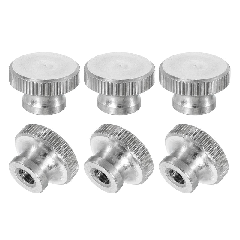 [Australia - AusPower] - uxcell Knurled Thumb Nuts, 6Pcs M5 x D16mm x H10mm Stainless Steel Round Knobs Fasteners Blind Hole Hand Screw Nut Silver for 3D Printer Parts, Machine Tools 6 