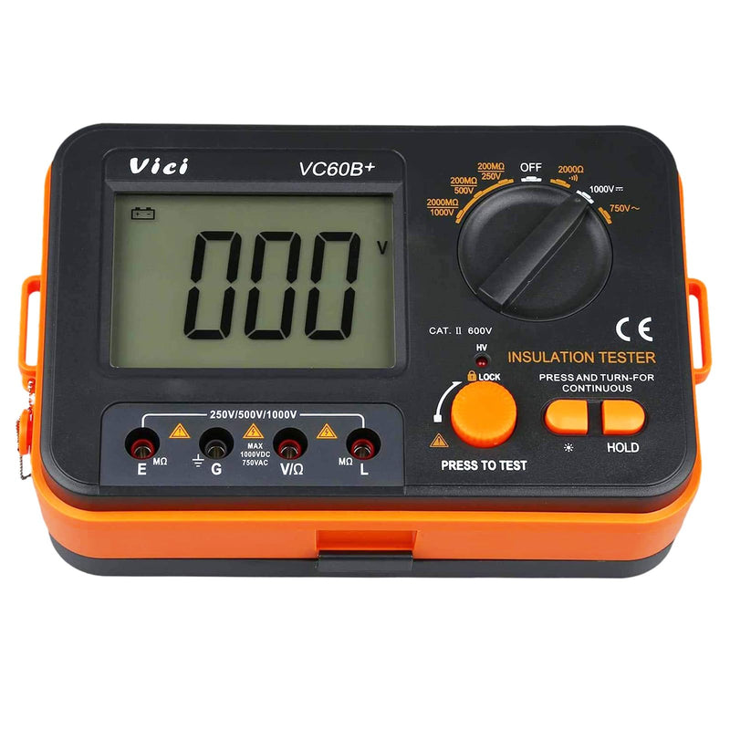 [Australia - AusPower] - Digital Insulation Resistance Tester VICI VC60B+ Megohm Meter DC250/500/1000V AC750V Double Alarm Backlight LCD Display&Data Hold OHM Meter DCV ACV Megohmmeter 