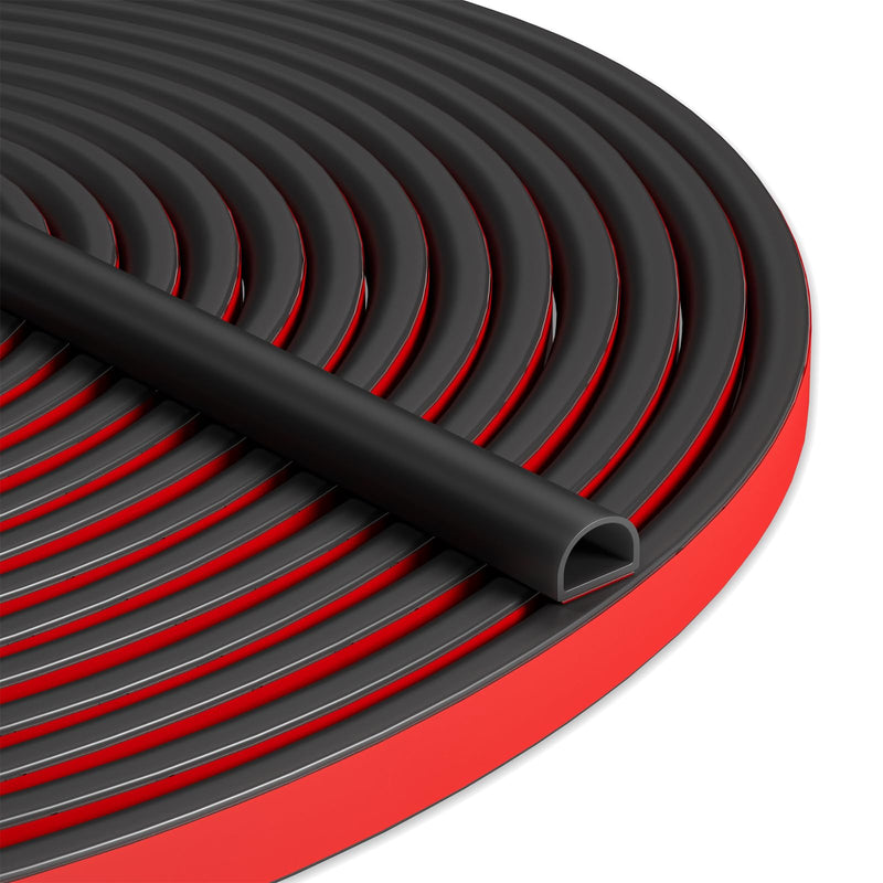 [Australia - AusPower] - Silicone Weather Stripping Door Seal 20 FT Self Adhesive D-Shaped Strip for Door/Window Backing Seals Large Gap (from 1/8" to 1/4") Black S (3/8"W × 1/4“T? 