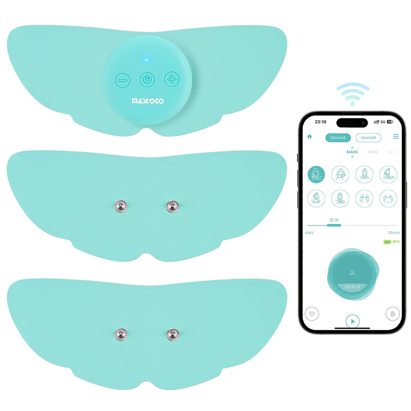 Wireless Tens Unit Muscle Stimulator for Pain Relief, 26 Mode 25 Intensity APP Controlled Bluetooth Wireless TENS & EMS Muscle Stimulator - Used to Relieve Pain in All Parts of the Body (Blue) Blue