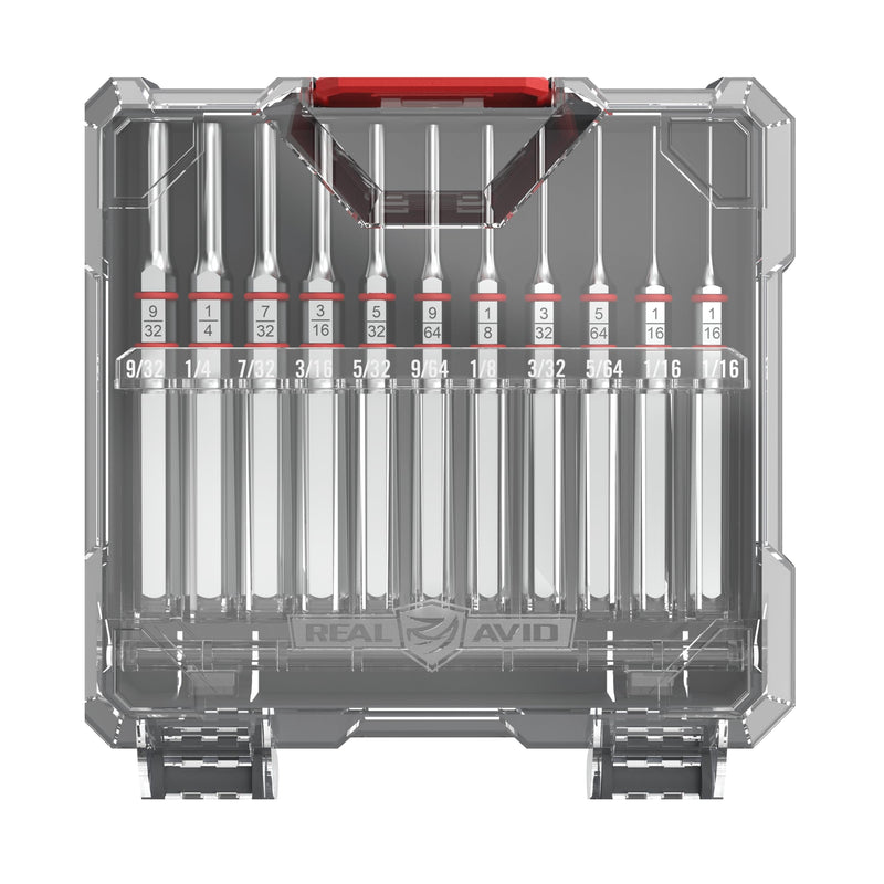 Real Avid 11-Piece Pin Punch Set - Portable All-in-One Punch Set with Storage Case - Choose Between Roll Pin, Standard or Brass and Steel Set Standard Pin Punch Set
