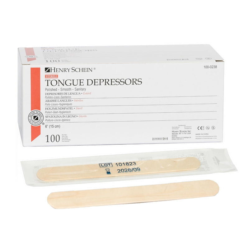 [Australia - AusPower] - Sterile Tongue Depressor, 6-Inch Adult Size - Disposable, Splinter- Free Wood - Versatile for Medical, Arts, and Crafts- 100/Box Pack of 1 