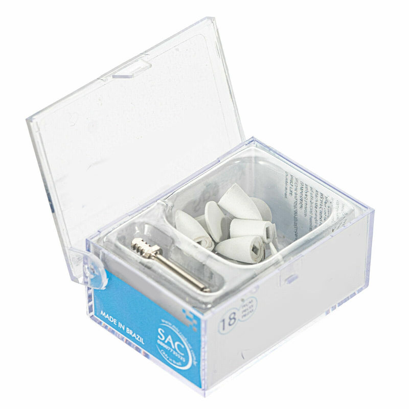 [Australia - AusPower] - Fen Snap-On Single Step Composite & Glass Ionomer Finishing Kit with 18 pcs (Flame, Disc and Inverted Cone + Mandrel 