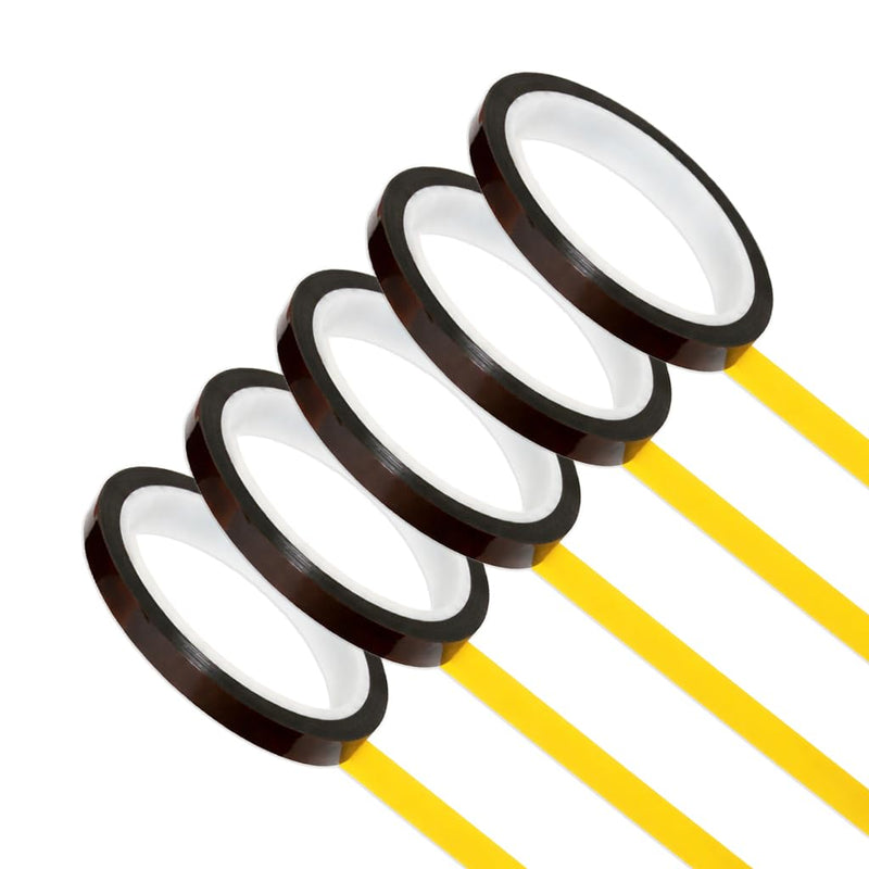 Tapes Master 5 Rolls - 3/8" x 36 Yds 1 Mil Polyimide High Temperature Heat Resistant Tapes with Silicone Adhesive, No Residue 5 Rolls - 3/8"