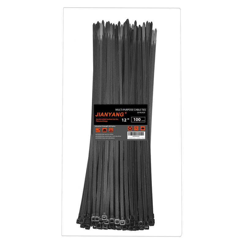 [Australia - AusPower] - 12 Inch Zip Ties Double Sided Toothed,100 LBS Tensile Strength Heavy Duty Cable Wire Ties With Self-Locking Adjustable More Durable Nylon Tie Wraps for Indoor Outdoor?100 Pack? 