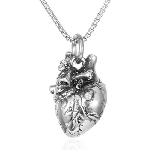 Anatomical 3D Heart Cremation Jewelry For Ashes Silver