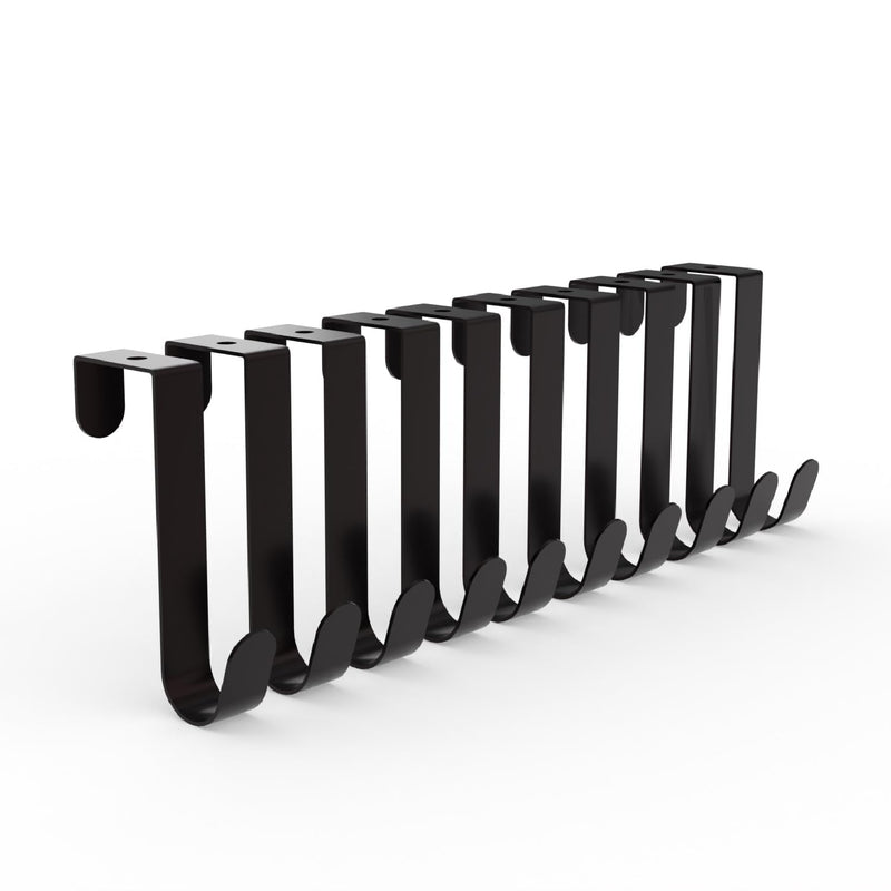 [Australia - AusPower] - 10pcs Over The Door Hooks - Sturdy & Stylish Organizer for 40lbs - Ideal for Bedroom Essentials, Towels & Clothes Hanger, Wreath Door Hanger - Black 