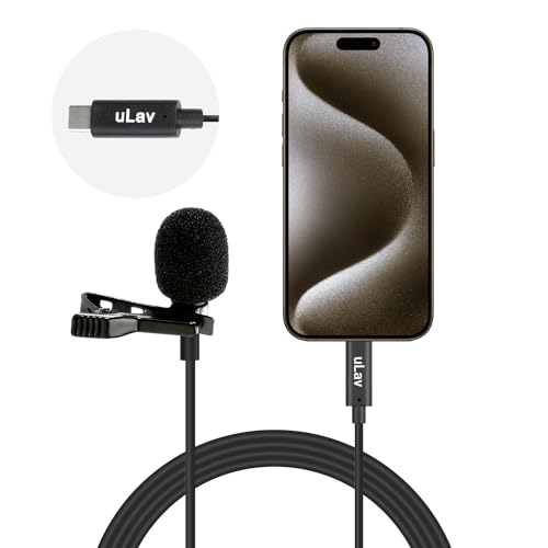 Movo uLav-L Digital Lavalier Omnidirectional Clip on Microphone with USB-C Connector Compatible with iPhone 15/16/17 and Up, iPad-Pro (20-Foot Cord) Single Lav with 20-foot Cord
