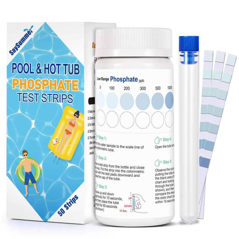 Phosphate Test Kit for Pool Hot-Tub: 50 Counts Water Phosphate Test Strips for Swimming Pool - Pool Phosphate Test Kit
