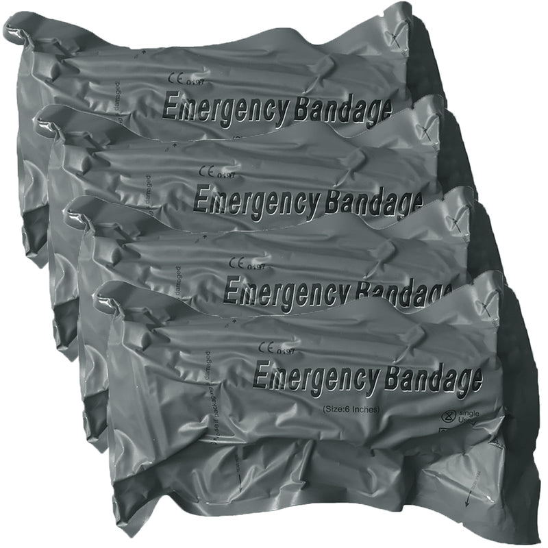 [Australia - AusPower] - Israeli Emergency Bandage, 6" 4Pack Compression Bandage, Trauma Wound Dressing, Sterile Vacuum Sealed Packaging for Bleeding Control, Medical Trauma Kit, Combat Tactical First Aid IFAK Supplies 4Pcs 