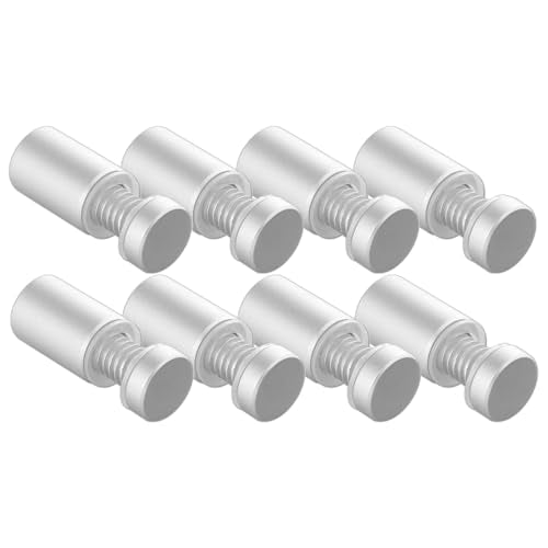 TUBYIC silver aluminum sign standoff screws, 1/2 x 3/4 inch, 8-pack for glass or acrylic panels