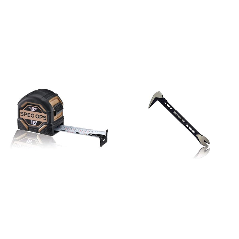 [Australia - AusPower] - Spec Ops Tools 16-Foot Tape Measure, 1 1/4" Double-Sided Blade, Military-Grade & Tools 10" Nail Puller Cats Paw Pry Bar, High-Carbon Steel, 3% Donated to Veterans 