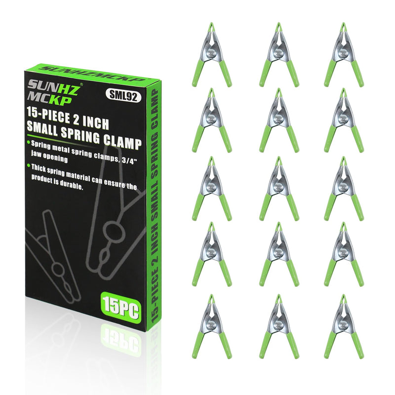 [Australia - AusPower] - SUNHZMCKP 15 Piece Spring Clamps, 2 inch Small Clamp Set With 3/4"-Inch Jaw Opening, Heavy Duty Spring Metal Spring Clamps for Variety of Outdoor Pool Cover and Garden Tarp 34 Piece 2 in 
