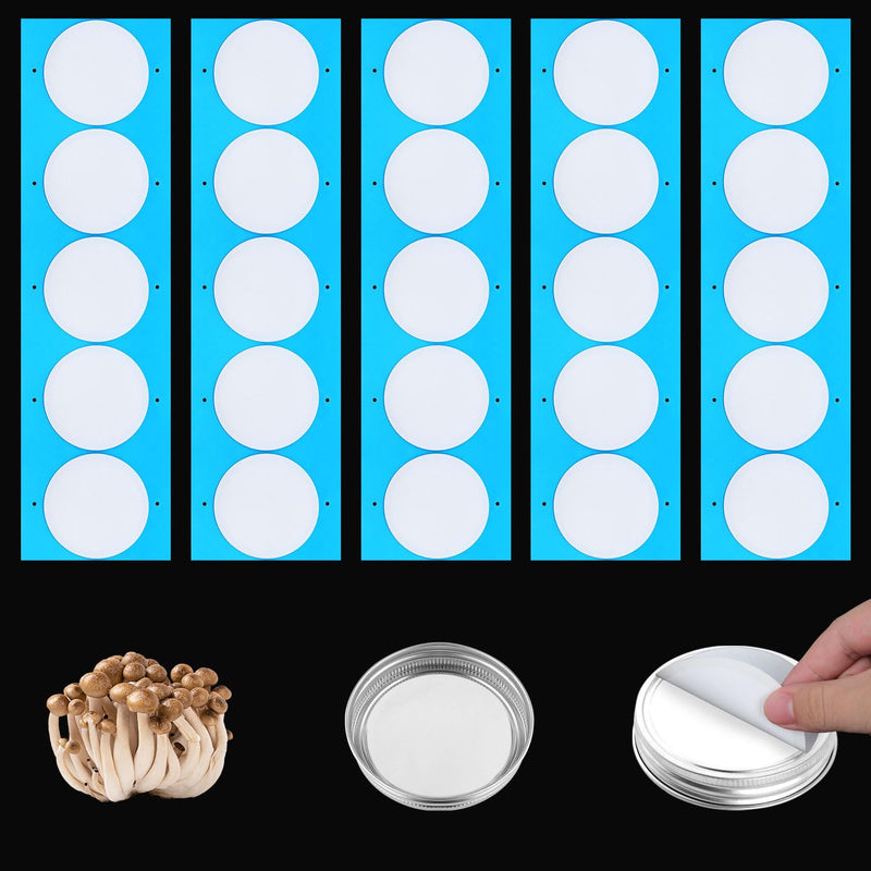 [Australia - AusPower] - 50pcs Synthetic Filter Paper Stickers, 84mm Diameter Adhesive Filter Discs 0.3 µm Wide Mouth Mason Jar Lids Filter Patch for Mushroom Cultivation 