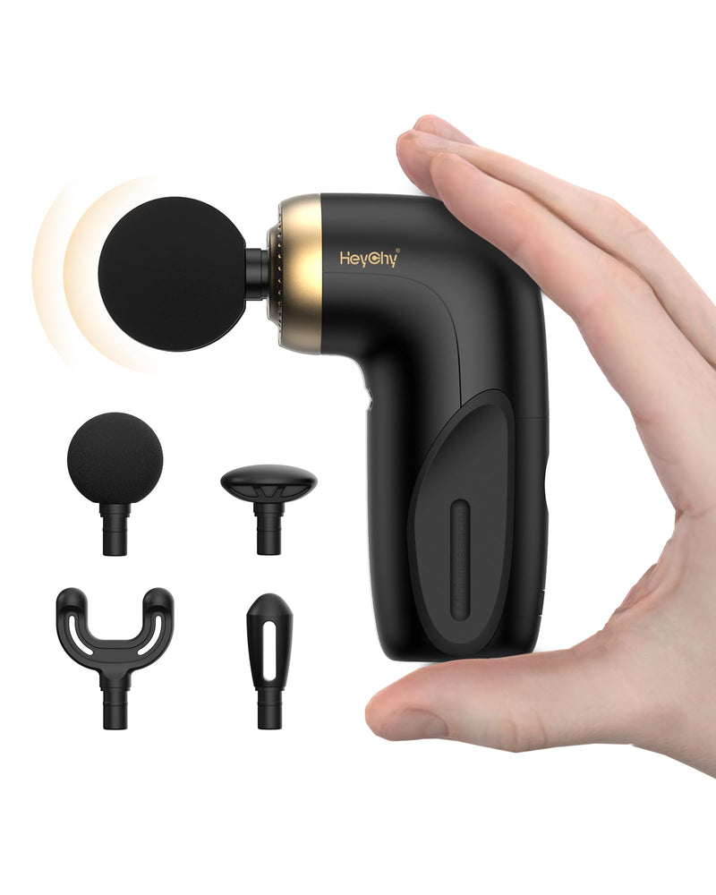 [Australia - AusPower] - HEYCHY A1 Super Mini Massage Gun, Percussion Deep Tissues Muscle Massager, Travel Massage Gun, Compact Sports Massager, Portable Handheld Massager for Office, Home, Athletes(Black) Black 