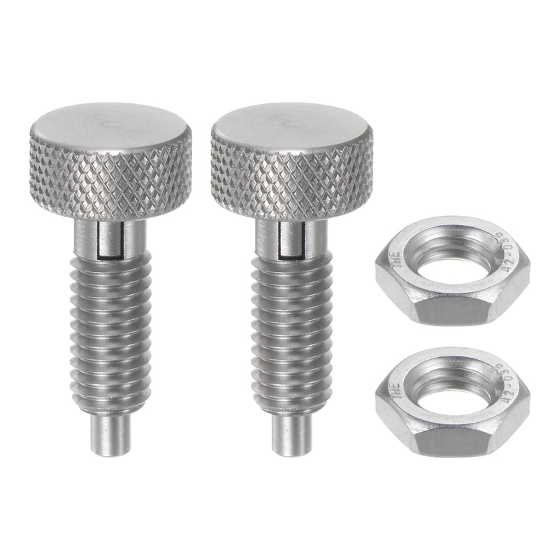 [Australia - AusPower] - 2Pcs Spring Plunger with Knurled Handle M8x1.25 Pin Dia.4mm Retractable Release Pins Stainless Steel Non-Locking Retractable Index Plunger for Industrial Equipment Location Pin 