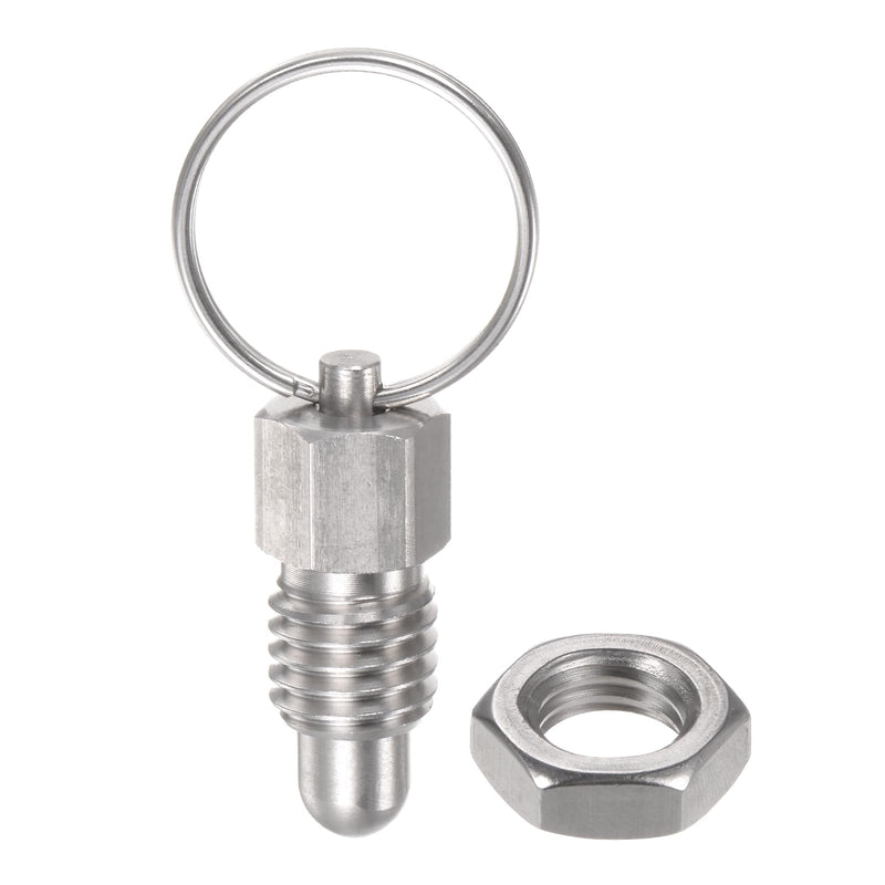 [Australia - AusPower] - Spring Plunger with Pull Ring M12x1.75 Thread Size 0.51" Thread Length Pin Dia.8mm Round Head Stainless Steel Non-Locking Retractable Index Plunger for Industrial Equipment 