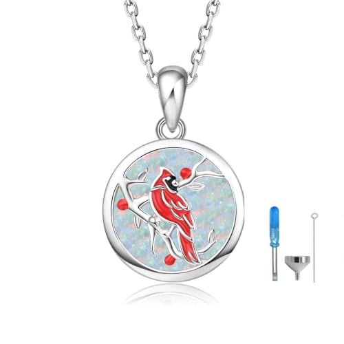 BEILIN Red Cardinal Urn Necklace Pendant Ashes Cremation Jewelry for Women