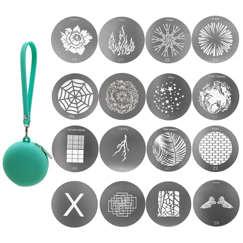 16Pcs Round Gobos Kit for Optical Snoot,66mm/2.6in Metal Plate Patterns for Spotlight Attachment Compatible with Godox BFP/OT1/OT1 Pro/II/Westcott Optical Spot,for Portraits/Product/Food/YouTube 16packs Patterns
