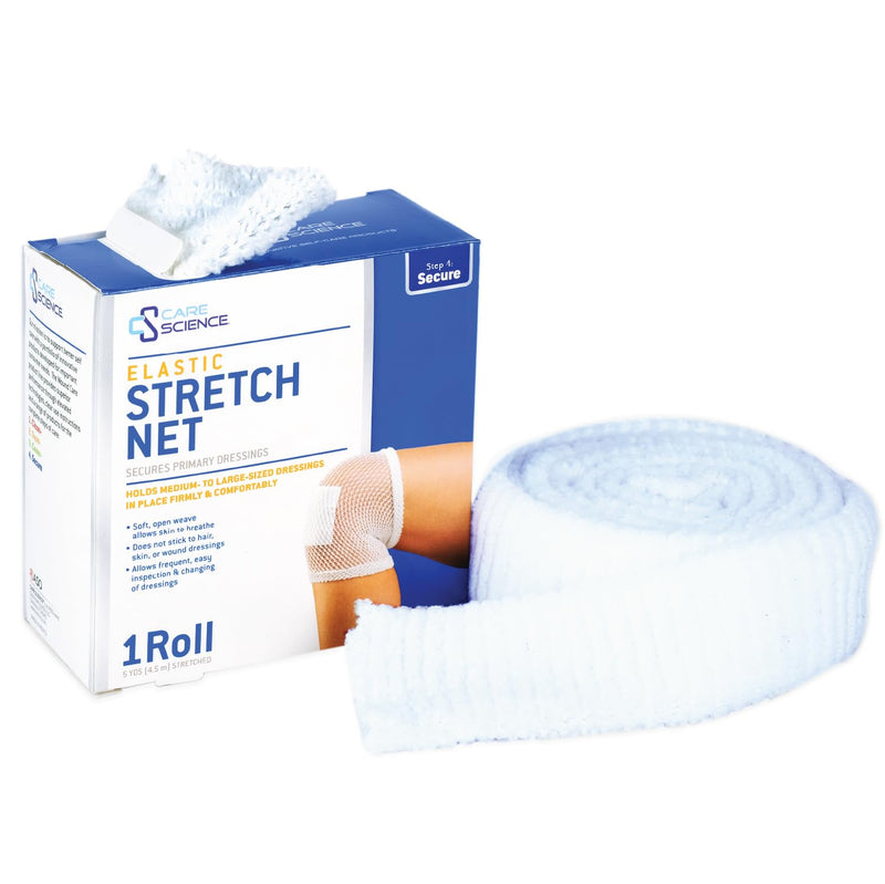 [Australia - AusPower] - Care Science Elastic Stretch Net, 1 Roll, 5 Yards | Premium First Aid Wound Care, Secures Wound Dressings Firmly & Comfortably in Place 