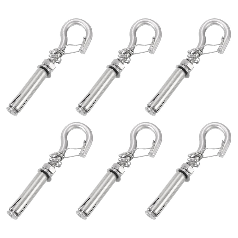 [Australia - AusPower] - uxcell 6Pcs M8 304 Stainless Steel Expansion Hook with Spring Buckle, Standard Open Cup Expansion Bolt Screw Concrete Hook for Wall Ceiling Concrete Masonry 6 