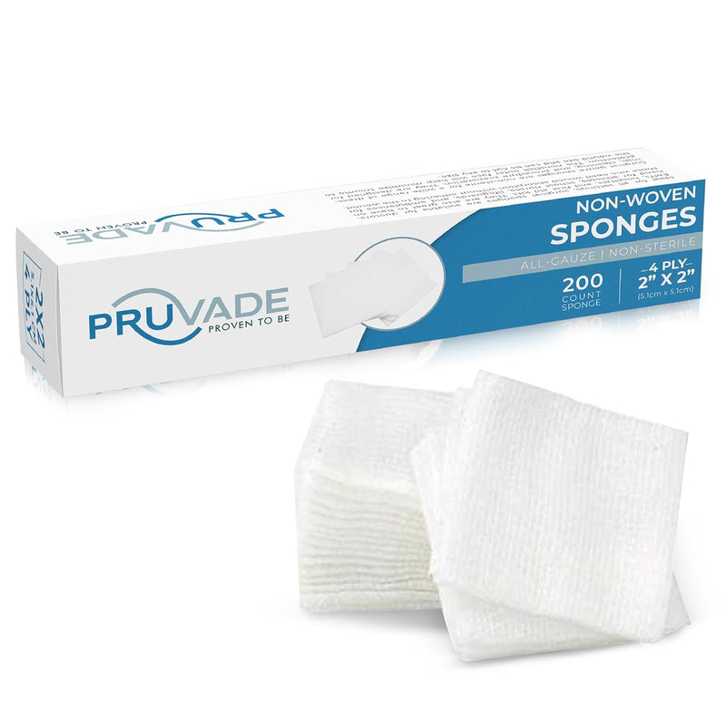 [Australia - AusPower] - Gauze Pads 2"x2" Non-Woven 4-Ply (200 Count) All-Purpose Non-Sterile Dental Gauze Pads - Soft & Absorbent Gauze Sponges for First Aid Kit, Esthetic Wipes for Makeup-Removal, Skin Cleansing 2"x2" 200 Count 