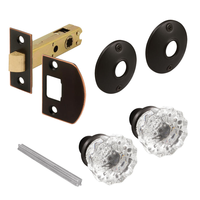 Prime-Line E 28327 Passage Door Latch Set, Glass Knob, Bronze, Vintage | Latch Bolt, Single Pack