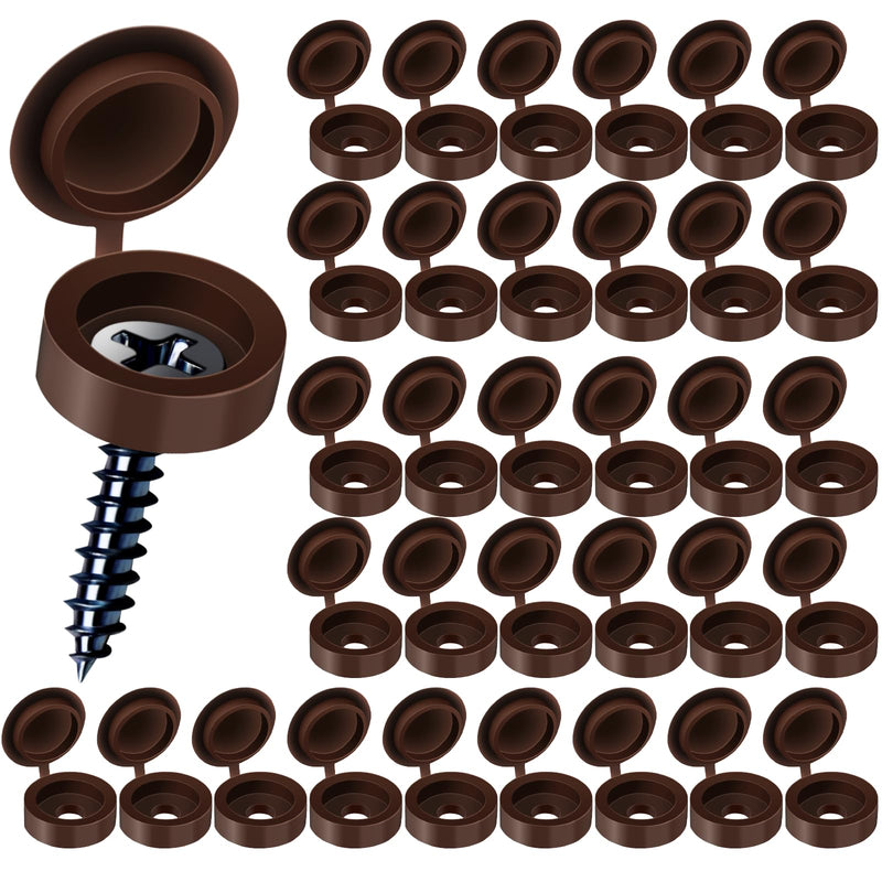 [Australia - AusPower] - HNYYZL Plastic Hinged Screw Covers Caps, Screw Caps upholstery screws 100 PCS Brown, Shutter Screw Caps Snap Washer Covers Flip Tops for Covering Screw Heads, Screw Protection (L) L 