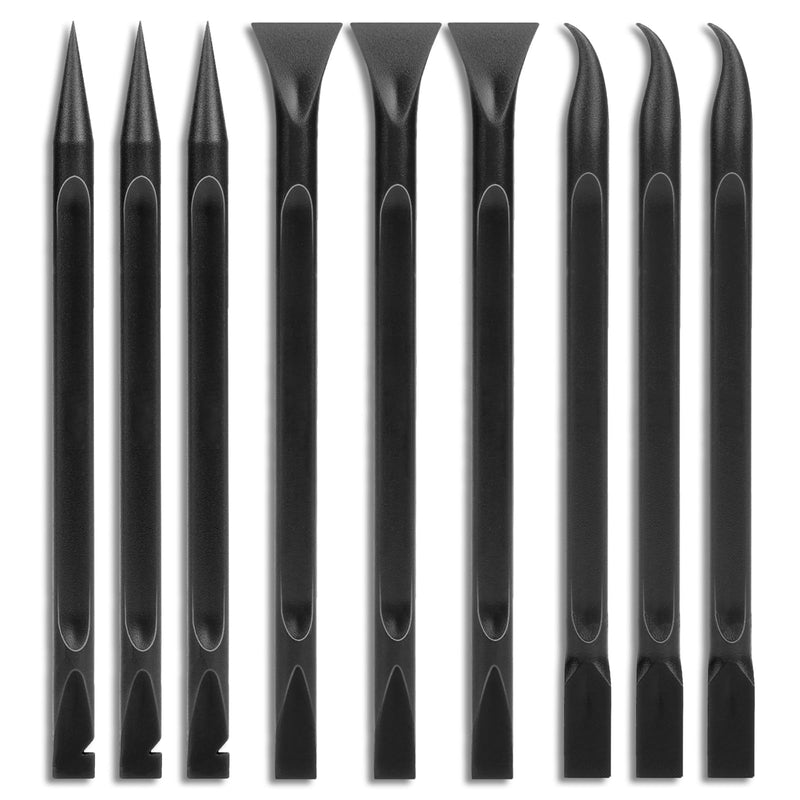 Crevice Cleaning Tool, 9 PCS Carbon Fiber Plastic Scraper Tool Car Detailing Brush Set Non-scratch Multi-purpose Scraper for Clean Small Narrow Spaces and Gaps, Remove Stickers Labels Oil Stains Dirt Black
