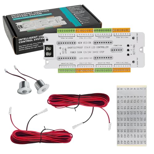 LED Stair Lighting Controller with Motion Sensor, 5 Modes, 32 Levels, Stair Light Control, LED Stair Light Controller