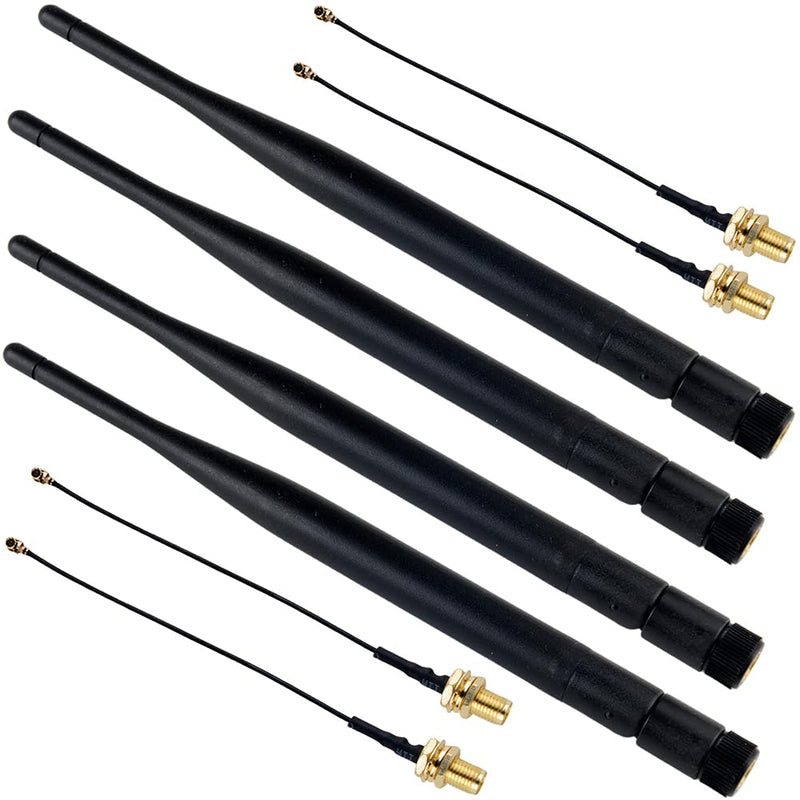 [Australia - AusPower] - 915MHz LoRa Antenna 5dBi SMA Male 195mm + IPEX to SMA Female Cable for Meshtastic 915 MHz ESP32 LoRa 32 V3 HTCC-AB02S LoRa32u4II (Pack of 4) 