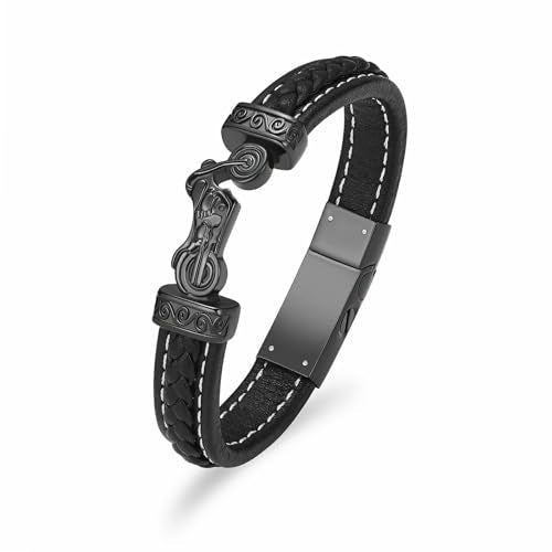 constantlife Motorcycle Cremation Bracelet for Ashes for Men Braided Leather Wristband Cuff Bangle Memorial Urn Jewelry Motorbike Racer Funeral Keepsake Gift Black 18cm