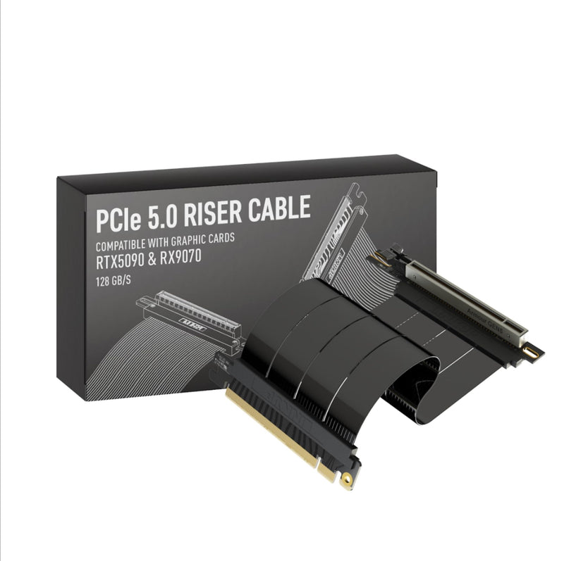 LINKUP PCIE 5.0 Riser Cable | for Vertical GPU Mount | Right Angle | Graphics Card GPU Ready | Usable with PCIe 4.0 & RX 9070/ RTX5090 | 20cm (Total Length: 24cm) All Black 20cm - v4