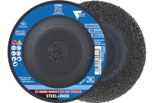 PFERD 64195116 CC-GRIND-ROBUST 115 SGP Steelox Grinding Disc Diameter 115 mm Bore Diameter 22.23 mm 4 1/2 inches Pin hole