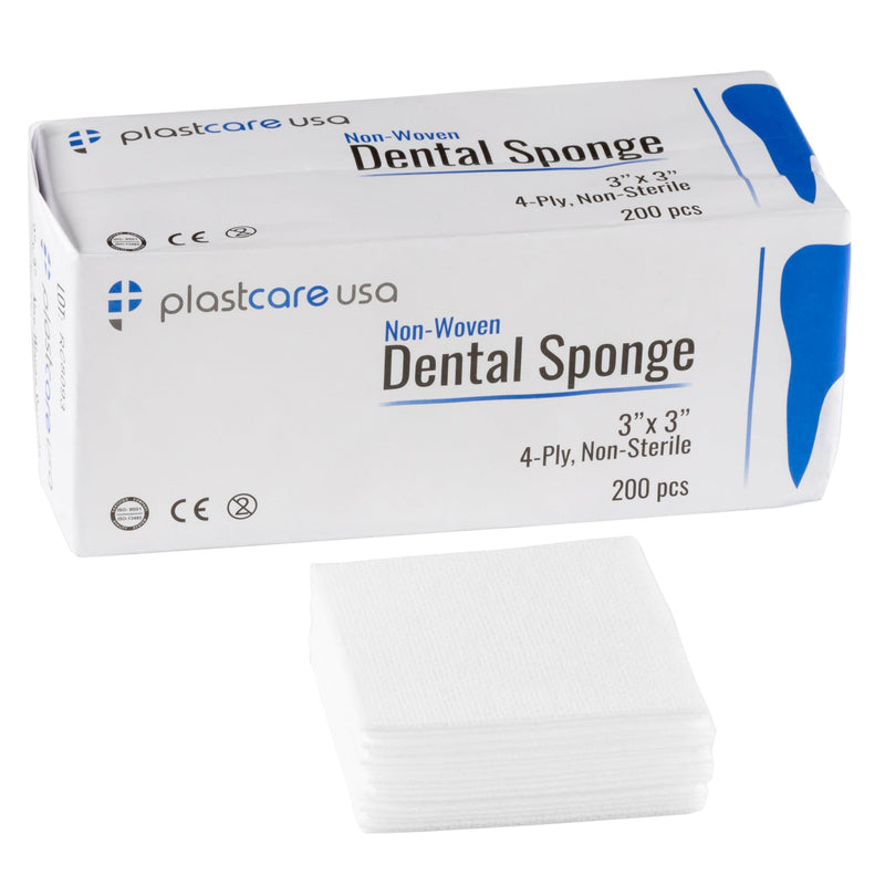 [Australia - AusPower] - 200 Gauze Pads 3x3 - Soft 4-Ply Non Woven Gauze Sponges - Non Sterile Dental Gauze & Esthetic Wipes - All Purpose Medical Gauze Squares for First Aid, Surgical, Wound Dressing 200 Count (Pack of 1) 