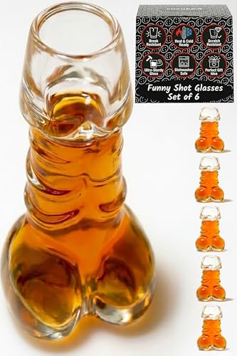Funny Shot Glasses Set of 6, Cups for Bachelorette Party, Gag Gift