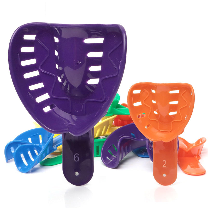 [Australia - AusPower] - Dental Impression Trays Perforated Plastic Autoclavable 12Pcs Teeth Holder Upper & Lower for Adults and Child Multicolor 