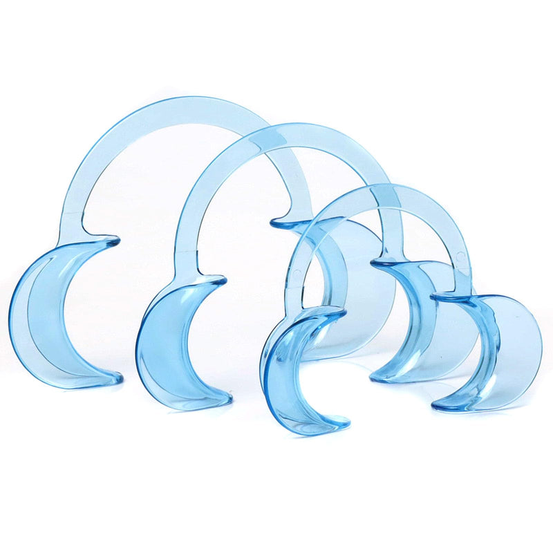 [Australia - AusPower] - Dental Cheek Retractor Mouth Opener for Teeth Whitening C-Shape Autoclavable, Clear Blue (Large,Small,Medium Pack of 3) 
