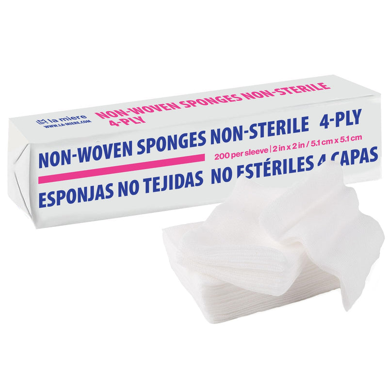 [Australia - AusPower] - Gauze Pads 2"x2" - 200-Pack, 4-Ply Non-Woven Sponges Non-Sterile, All-Purpose Dental and Surgical Sponges Including First Aid Kits and Medical Facilities and All Purpose, 200P 