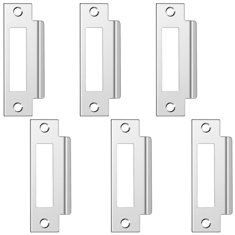 6Pcs 4-7/8" Zinc Plated Strike Plate Universal Door Strike Plate Replacement Lock Strike Plate T Strike Deadbolt Strike Plate Door Backplate Iron with Brushed Zinc Finish for Use(Large Hole) 6PCS