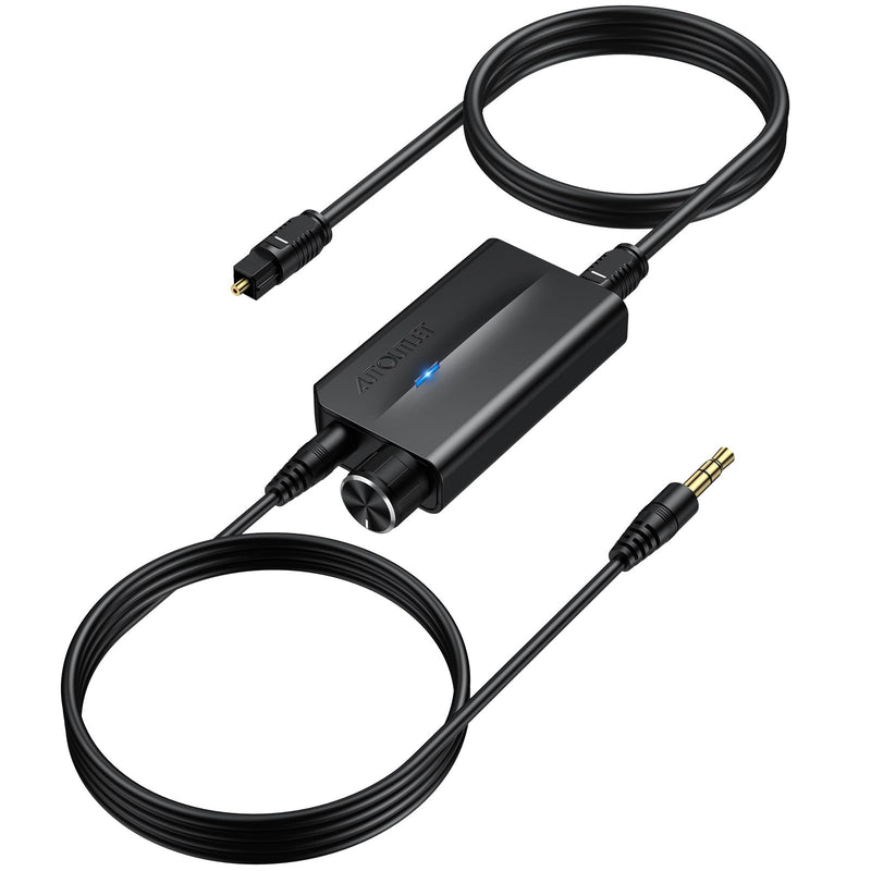 [Australia - AusPower] - AUTOUTLET 192kHz DAC Optical to 3.5mm Converter with Volume Control, Digital to Analog Audio Converter, Optical Cable to Aux Adapter Built-in Amplifier Chip Suitable for HDTVs, DVD, Set-top Boxes 