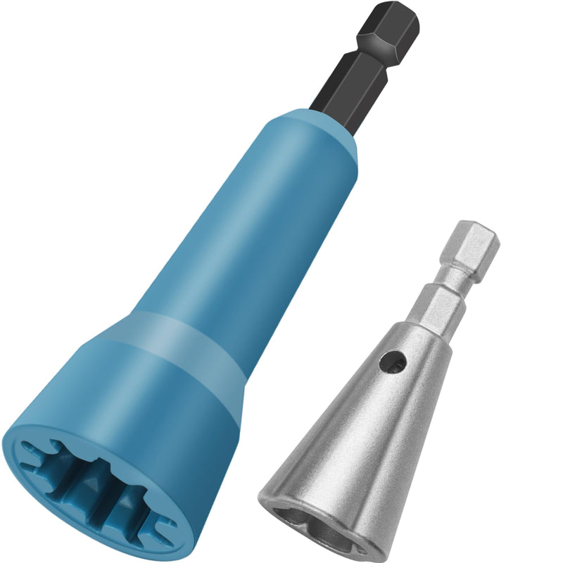 [Australia - AusPower] - Wire Nut Twister,Wire Twisting Tool,Wire Nut Twiter for Drill,Spin Twist Wire Connector Socket,Wire Connector Driver with 1/4" Chuck,Wire Stripping and Twisting Tool for Cable Quick Stripping(2pcs) Wire Nut Twister Blue&Metal 
